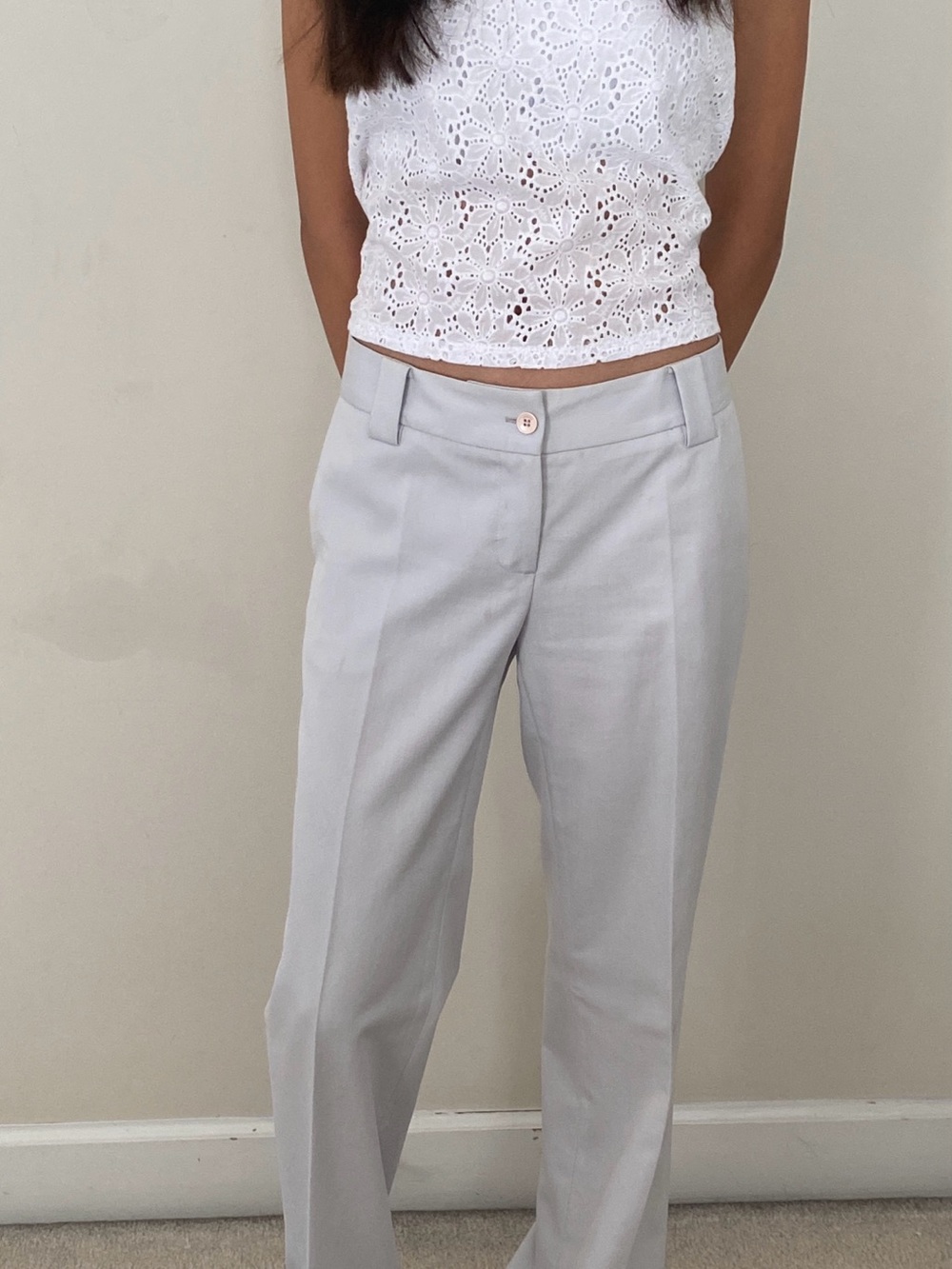 Classic Straight-Leg Women’s Pants — pale blue / light gray